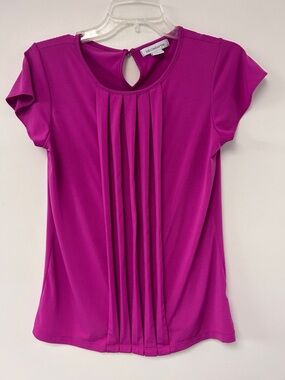 Liz Claiborne Magenta Pink Pleated Short-Sleeve Tee